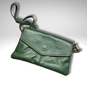 VTG Italian Leather Green Crossbody Purse | Adjustable Strap